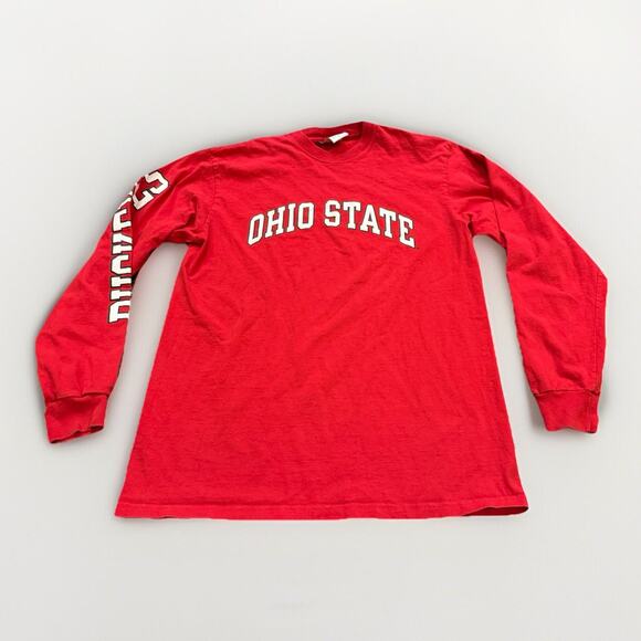 Champion Authentic Mens Red NCAA OHIO STATE Buckeyes Long Sleeve Shirt Size L - Picture 1 of 8